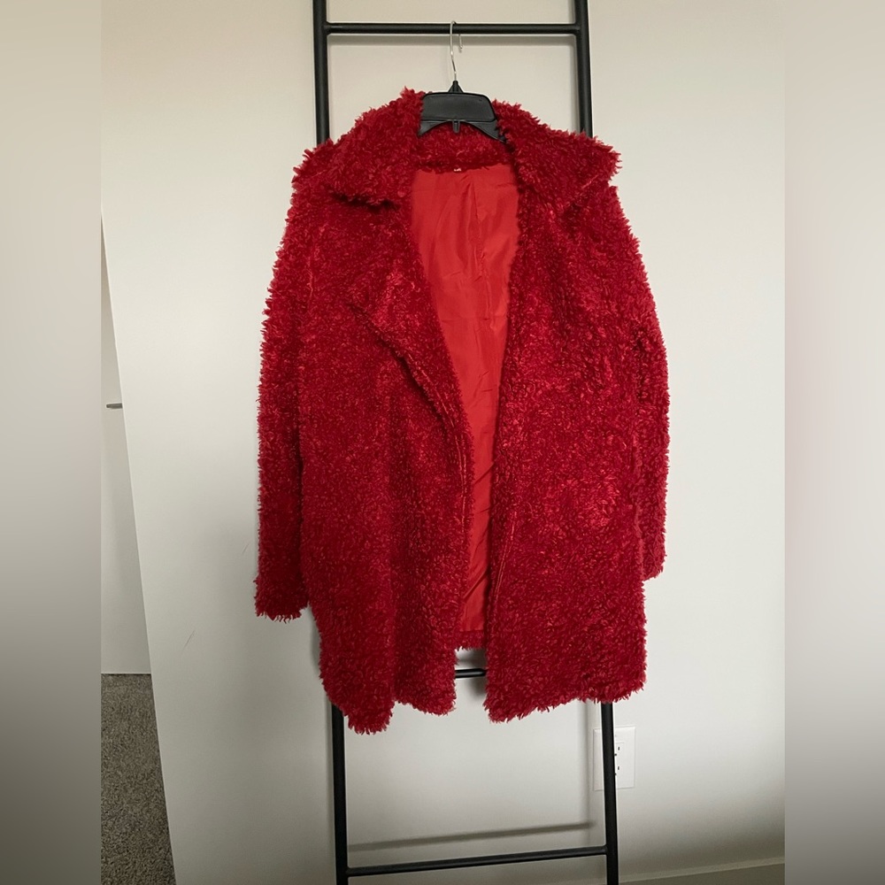 Red Fluffy Jacket - Picture 1 of 4
